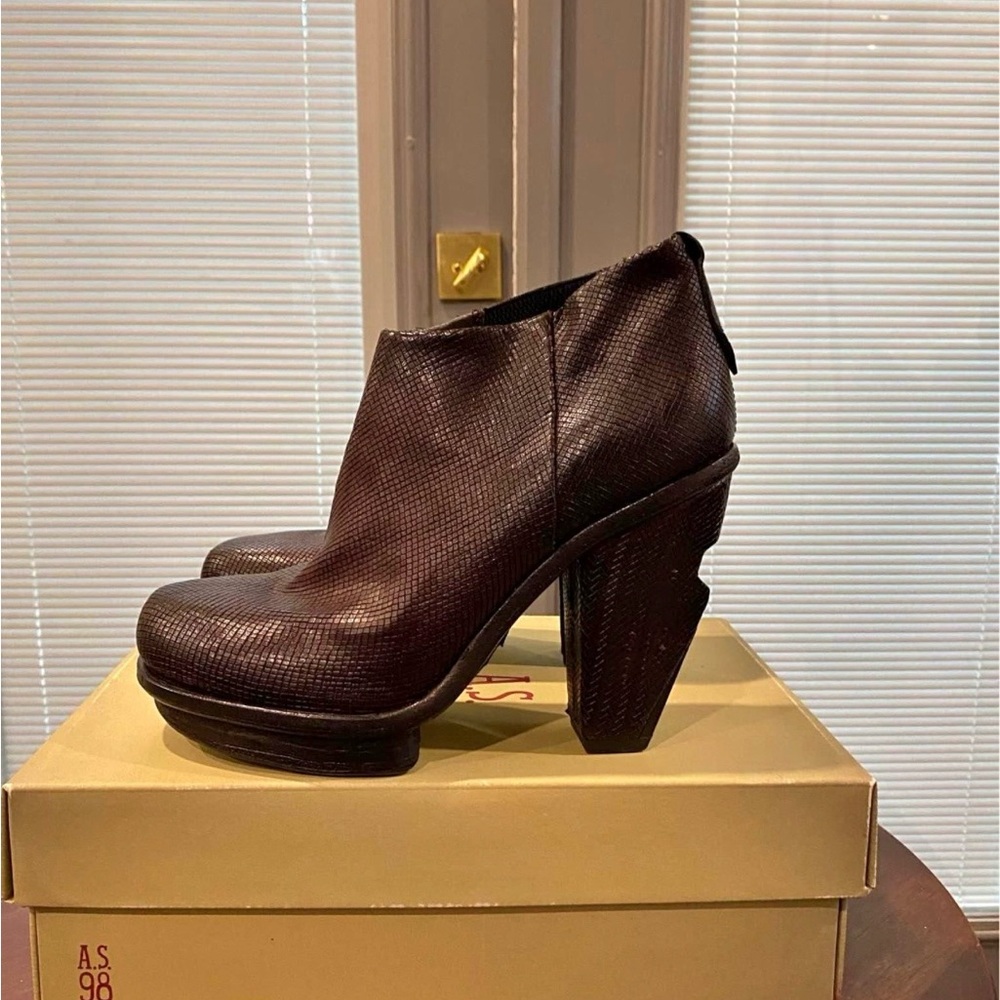 A.S.98 Italian Leather Platform Ankle Boots – Burgundy / Amarante – EU 41 - Picture 2 of 5